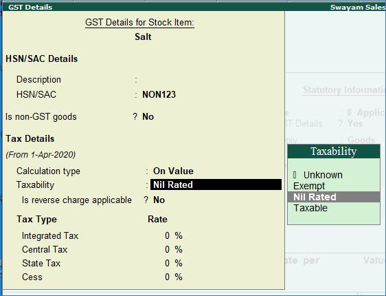 Purchase of ‘Nil-Rated’ , ‘Exempted’, Items & Goods using Tally.ERP9